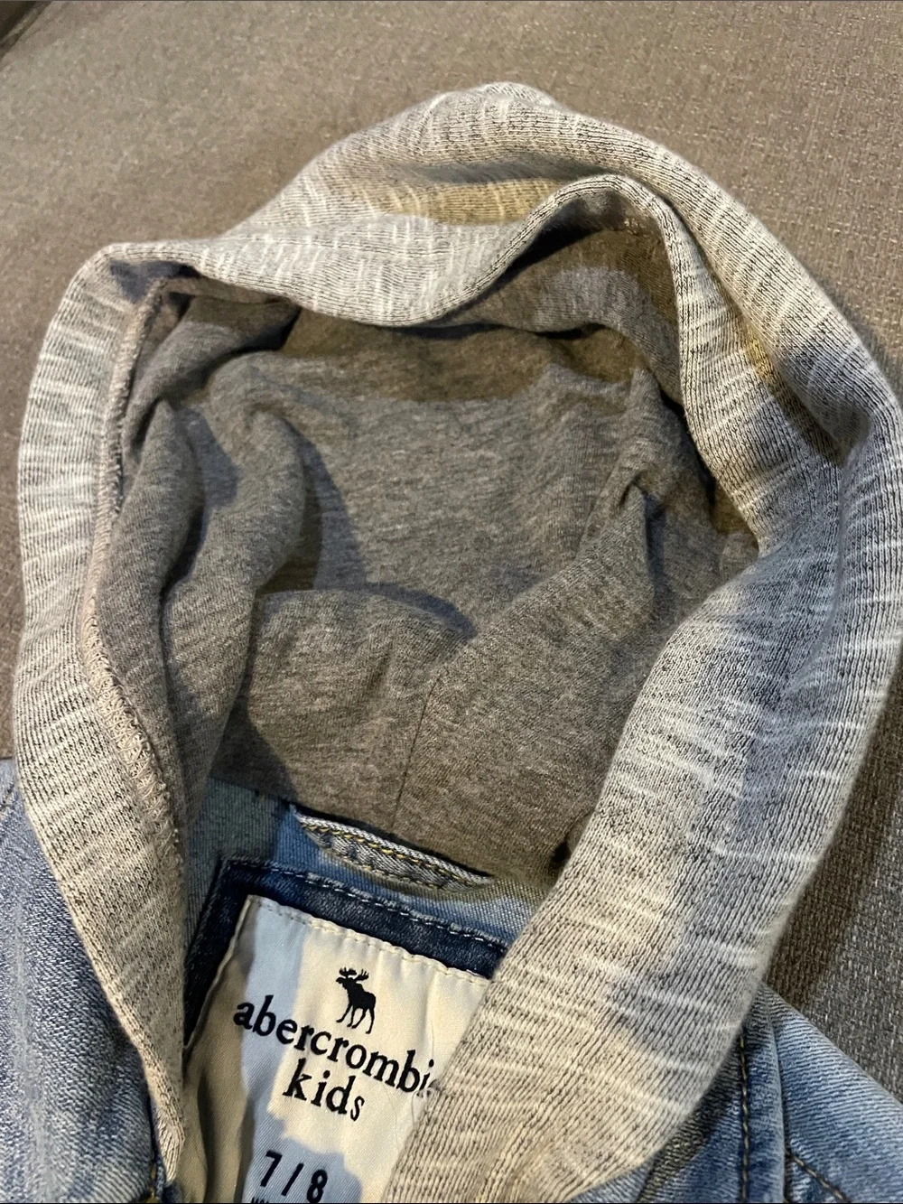 Abercrombie Kids A&F denim jacket hoodie jersey sleeves girls/boys